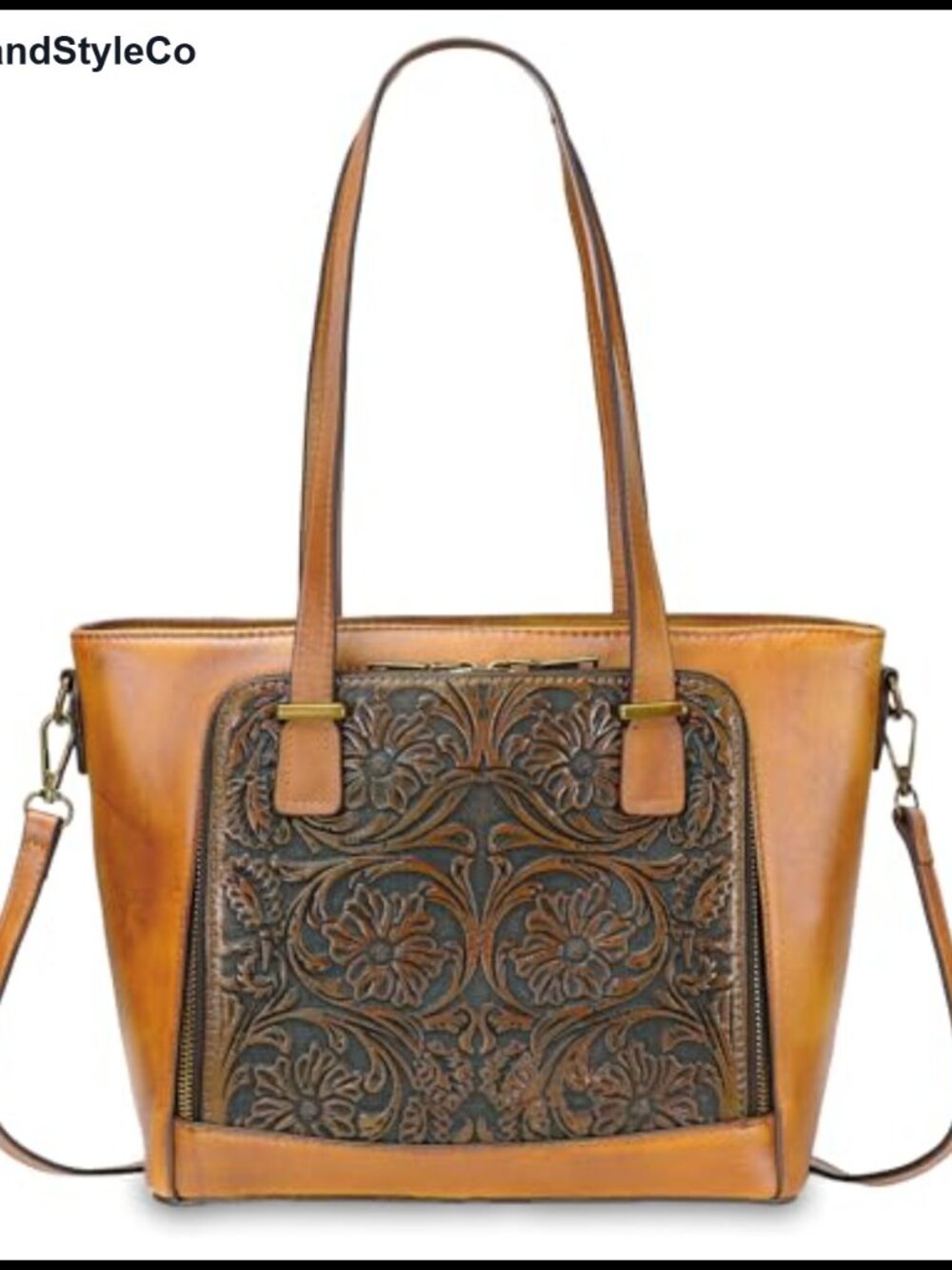 Vintage Embossed Leather Crossbody Tote Satchel Shoulder Bag